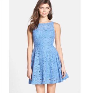 BB Dakota Light Blue Lace Fit and Flare Dress, XS